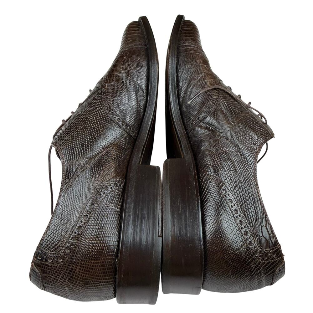 Julio Blanco Brown Lizard Embossed Oxford Dress Shoes 12 - Picture 4 of 8